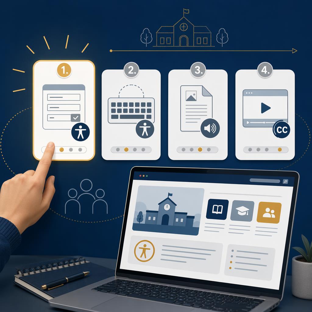 Ilustración de una matriz de prioridad para revisar accesibilidad web en un centro educativo